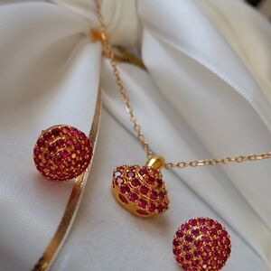 Gold plated necklace set pendant earrings